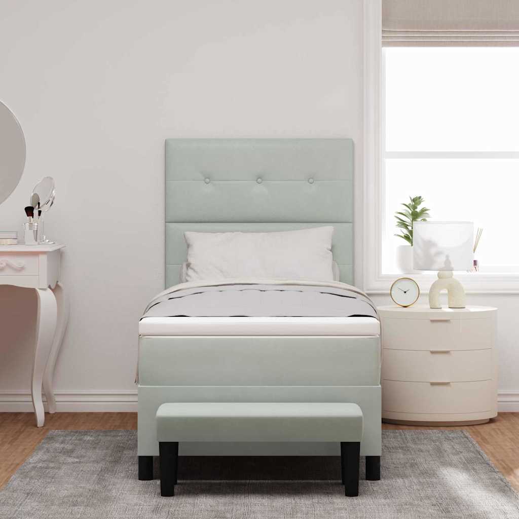 Boxspring bed met hoofdeinde Lichtgrijs 190 x 90 cm Fluweel is nu te koop bij PeponiXL, paradijselijk wonen!