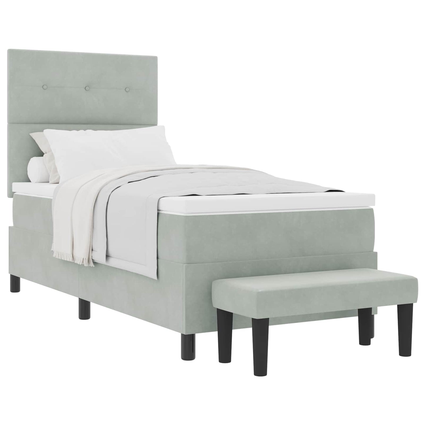 Boxspring bed met hoofdeinde Lichtgrijs 190 x 90 cm Fluweel is nu te koop bij PeponiXL, paradijselijk wonen!