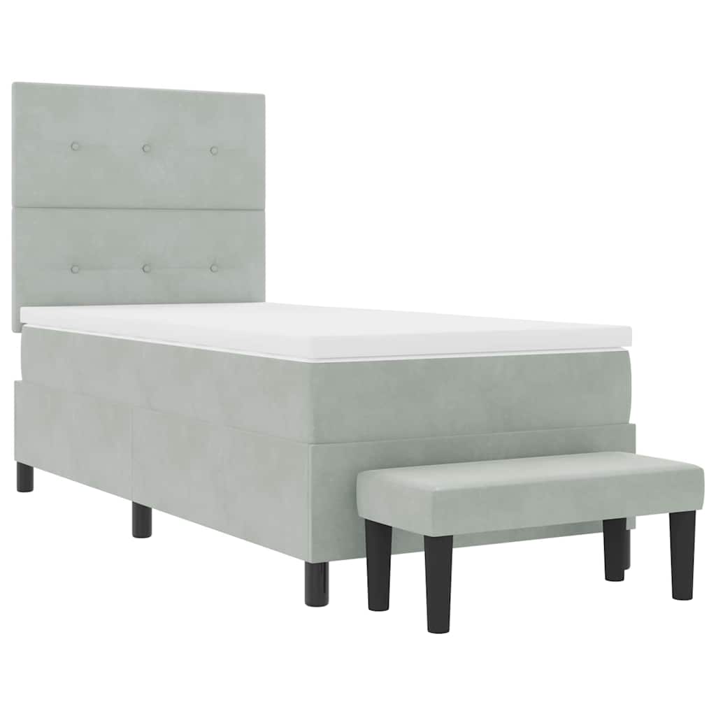 Boxspring bed met hoofdeinde Lichtgrijs 190 x 90 cm Fluweel is nu te koop bij PeponiXL, paradijselijk wonen!