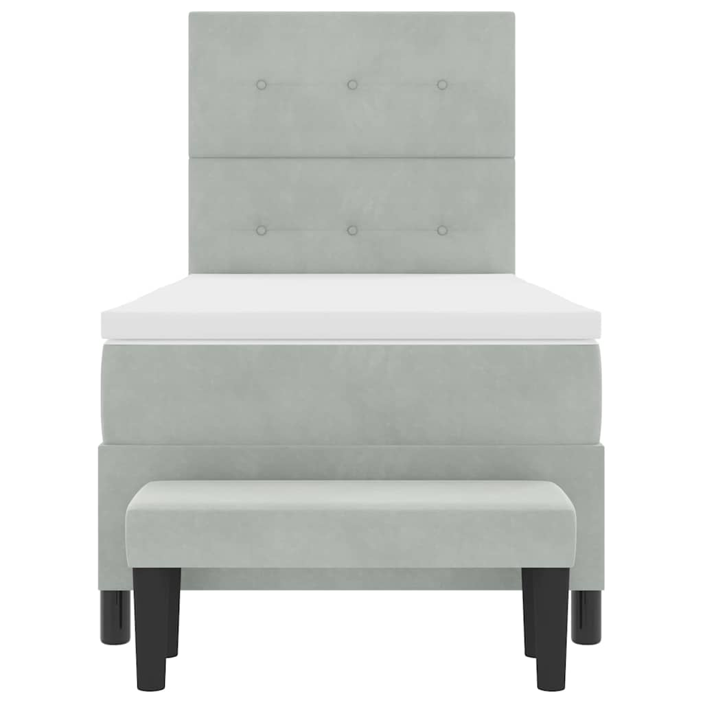 Boxspring bed met hoofdeinde Lichtgrijs 190 x 90 cm Fluweel is nu te koop bij PeponiXL, paradijselijk wonen!