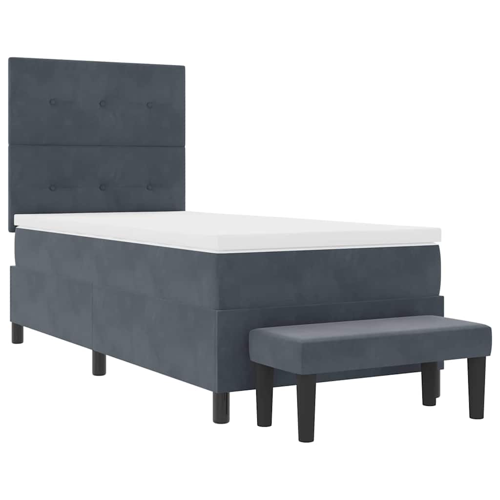 Boxspring bed met hoofdeinde Donkergrijs 90 x 200 cm Fluweel is nu te koop bij PeponiXL, paradijselijk wonen!