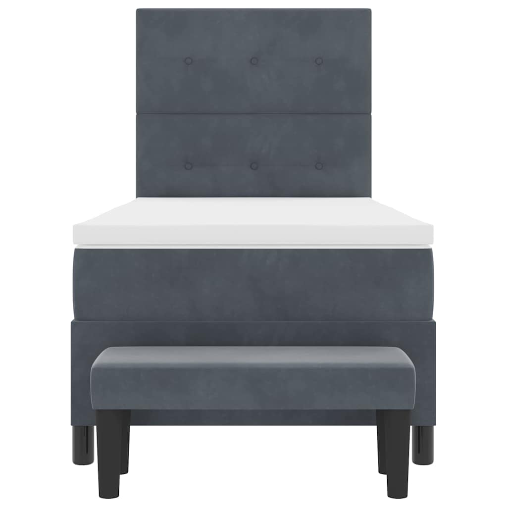 Boxspring bed met hoofdeinde Donkergrijs 90 x 200 cm Fluweel is nu te koop bij PeponiXL, paradijselijk wonen!