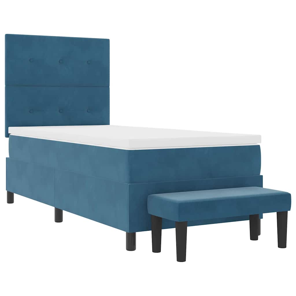 Boxspring bed met hoofdeinde Donkerblauw 200 x 90 cm Fluweel is nu te koop bij PeponiXL, paradijselijk wonen!