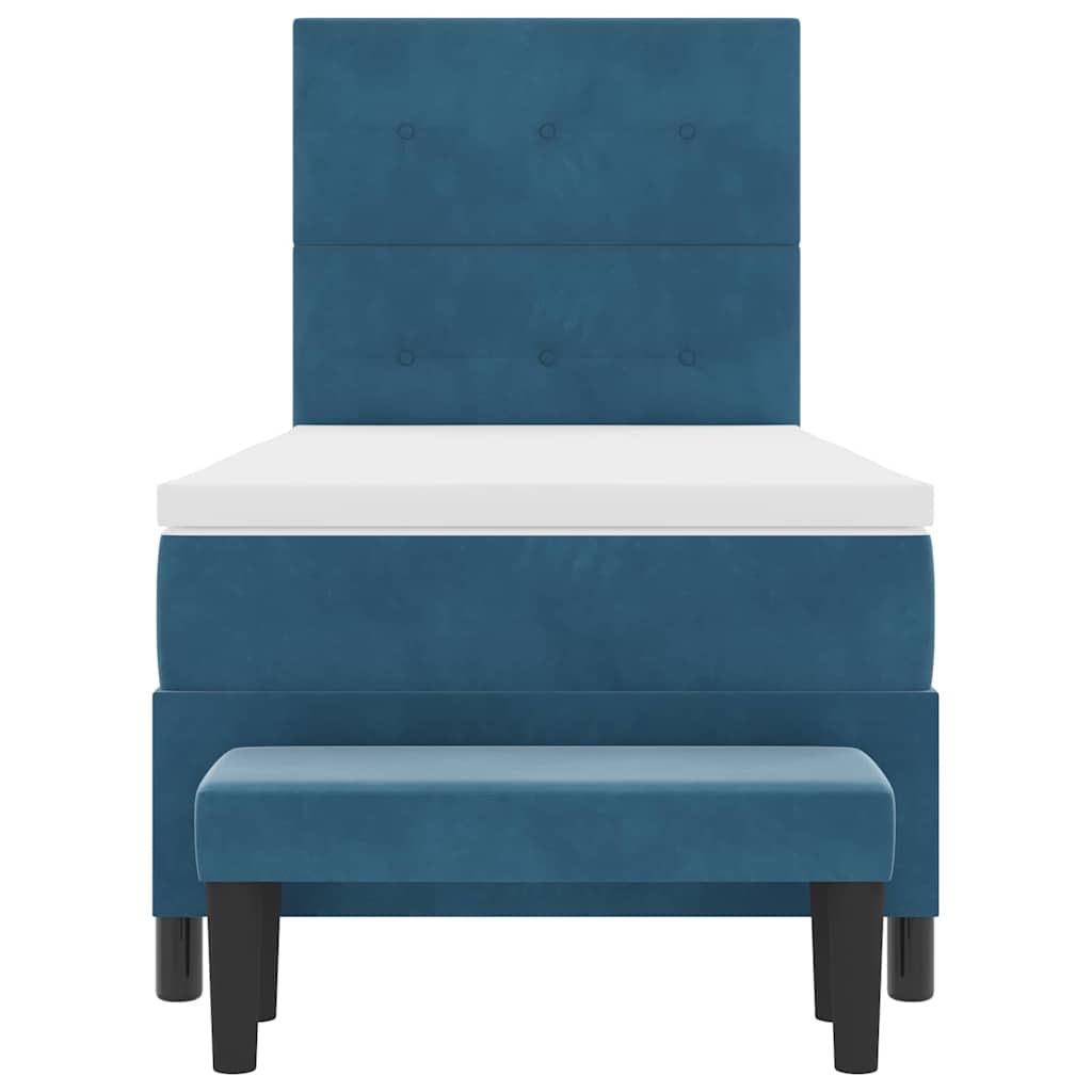 Boxspring bed met hoofdeinde Donkerblauw 200 x 90 cm Fluweel is nu te koop bij PeponiXL, paradijselijk wonen!