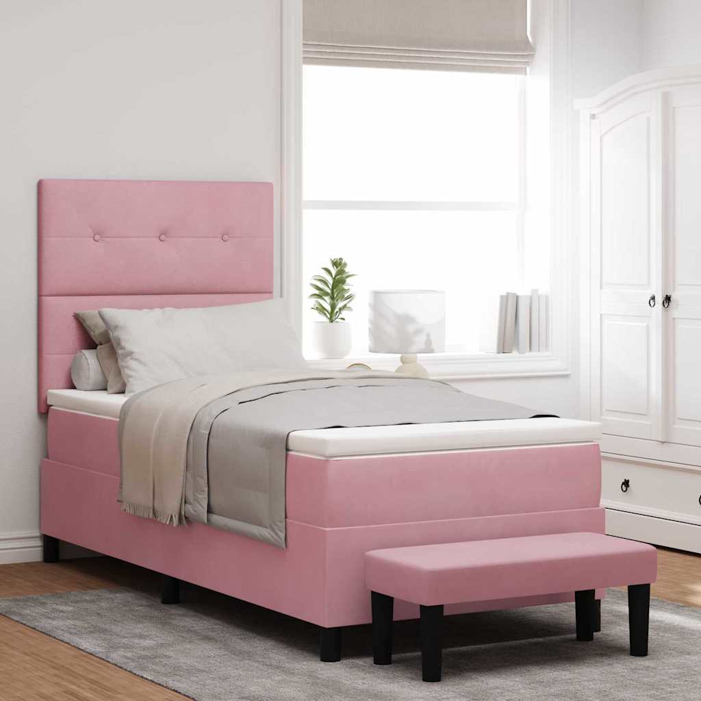 Boxspring bed met hoofdeinde Roze 200 x 90 cm Fluweel is nu te koop bij PeponiXL, paradijselijk wonen!