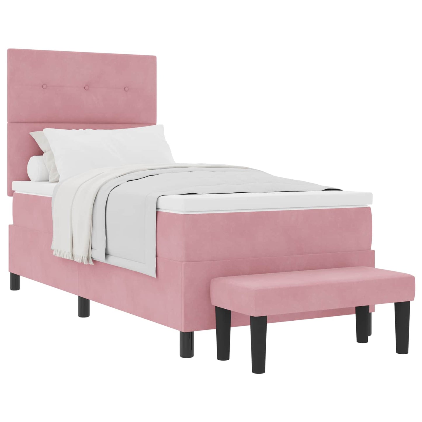 Boxspring bed met hoofdeinde Roze 200 x 90 cm Fluweel is nu te koop bij PeponiXL, paradijselijk wonen!
