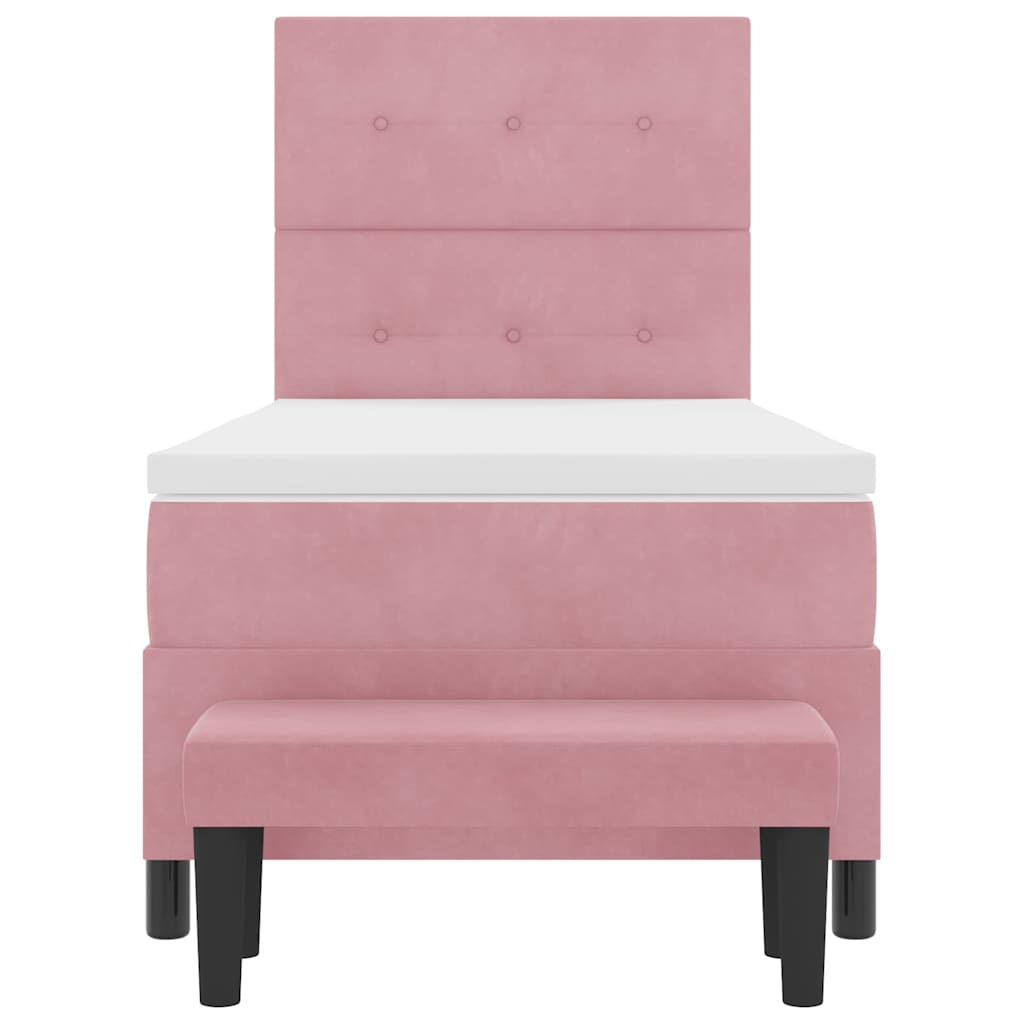 Boxspring bed met hoofdeinde Roze 200 x 90 cm Fluweel is nu te koop bij PeponiXL, paradijselijk wonen!