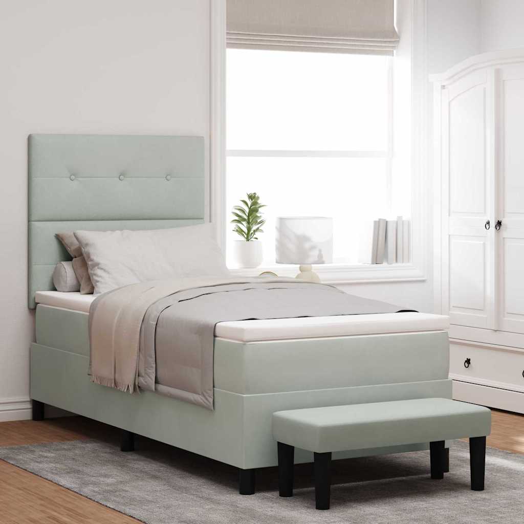 Boxspring bed met hoofdeinde Lichtgrijs 200 x 100 cm Fluweel is nu te koop bij PeponiXL, paradijselijk wonen!