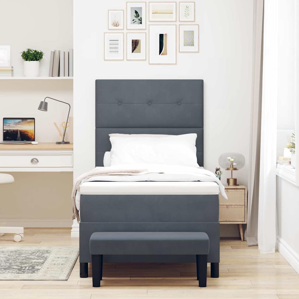 Boxspring bed met hoofdeinde Donkergrijs 100 x 200 cm Fluweel is nu te koop bij PeponiXL, paradijselijk wonen!