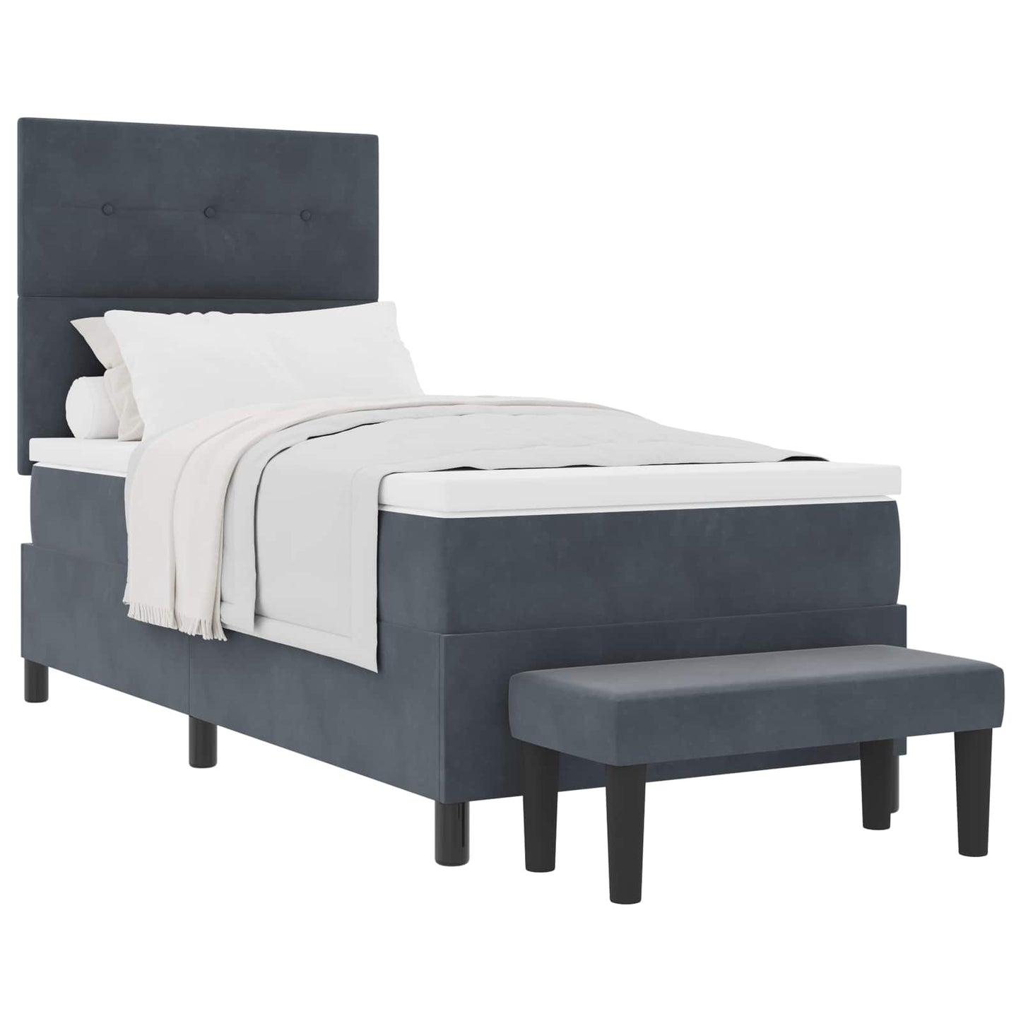 Boxspring bed met hoofdeinde Donkergrijs 100 x 200 cm Fluweel is nu te koop bij PeponiXL, paradijselijk wonen!