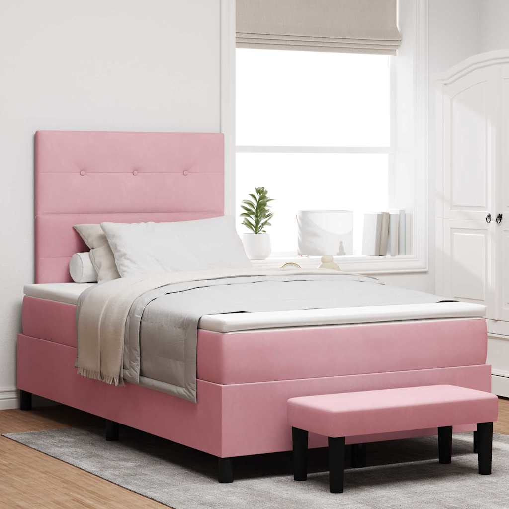 Boxspring bed met hoofdeinde Roze 190 x 120 cm Fluweel is nu te koop bij PeponiXL, paradijselijk wonen!