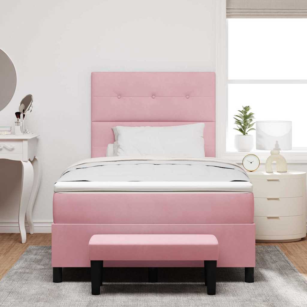 Boxspring bed met hoofdeinde Roze 190 x 120 cm Fluweel is nu te koop bij PeponiXL, paradijselijk wonen!