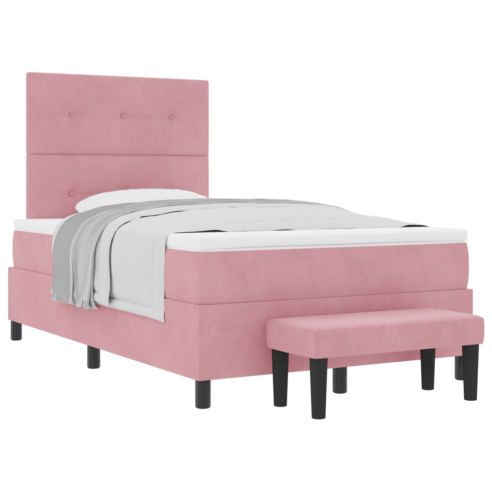 Boxspring bed met hoofdeinde Roze 190 x 120 cm Fluweel is nu te koop bij PeponiXL, paradijselijk wonen!