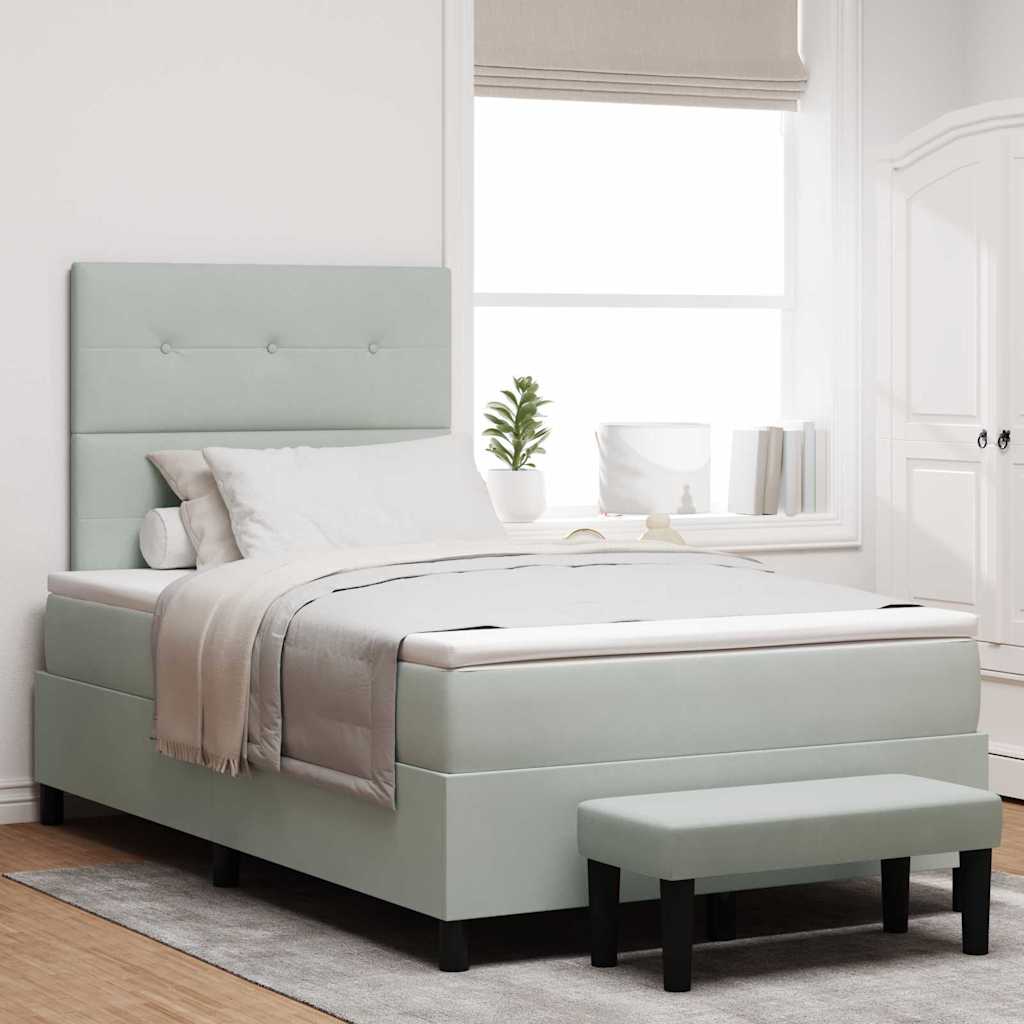 Boxspring bed met hoofdeinde Lichtgrijs 200 x 120 cm Fluweel is nu te koop bij PeponiXL, paradijselijk wonen!