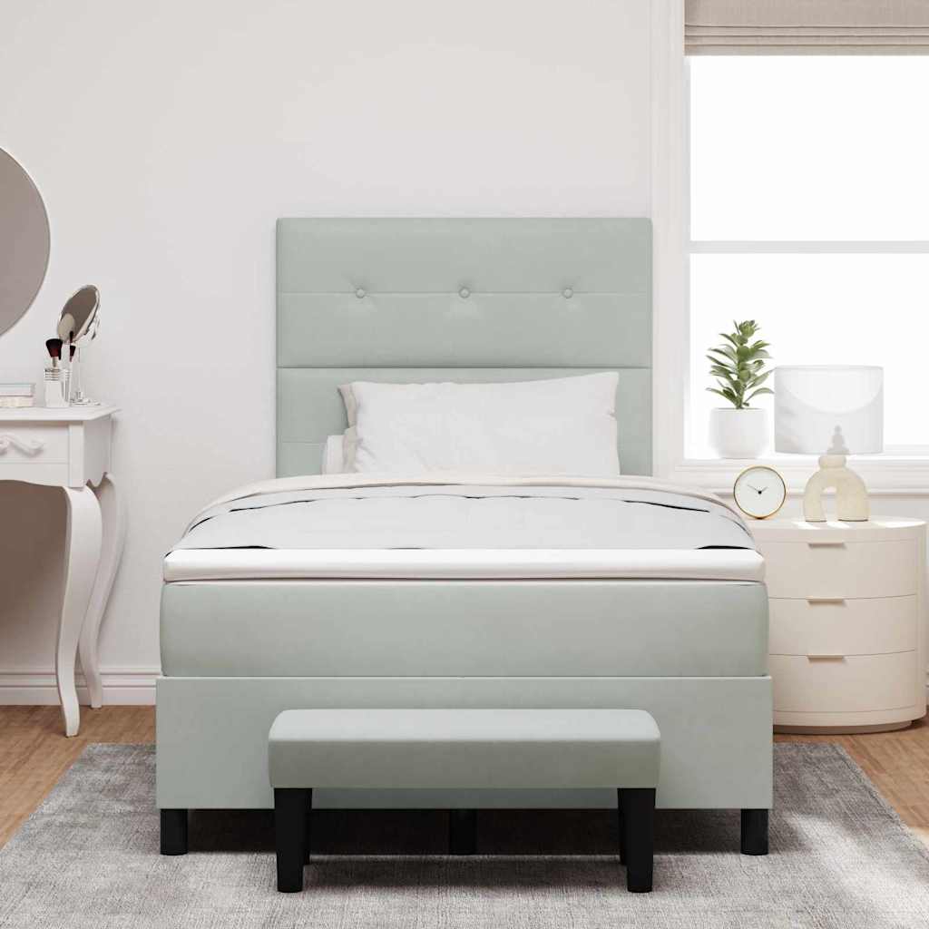 Boxspring bed met hoofdeinde Lichtgrijs 200 x 120 cm Fluweel is nu te koop bij PeponiXL, paradijselijk wonen!
