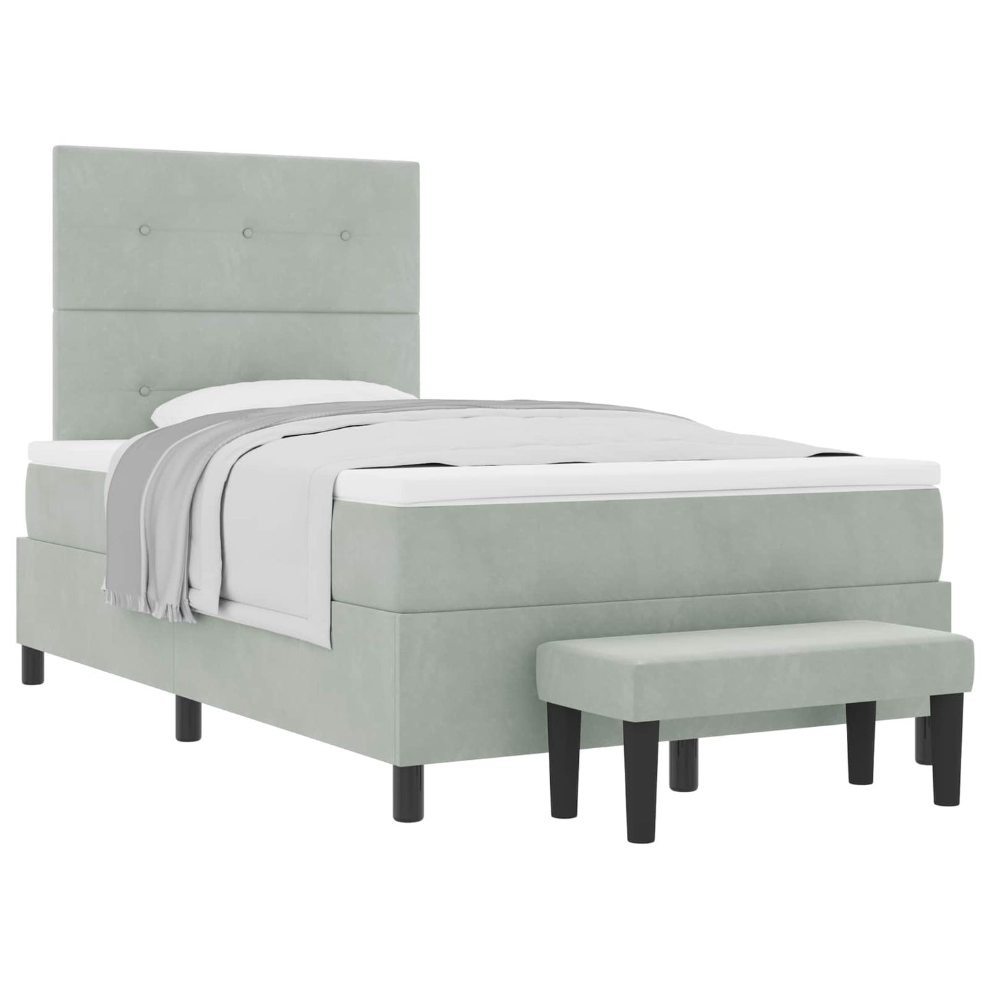 Boxspring bed met hoofdeinde Lichtgrijs 200 x 120 cm Fluweel is nu te koop bij PeponiXL, paradijselijk wonen!