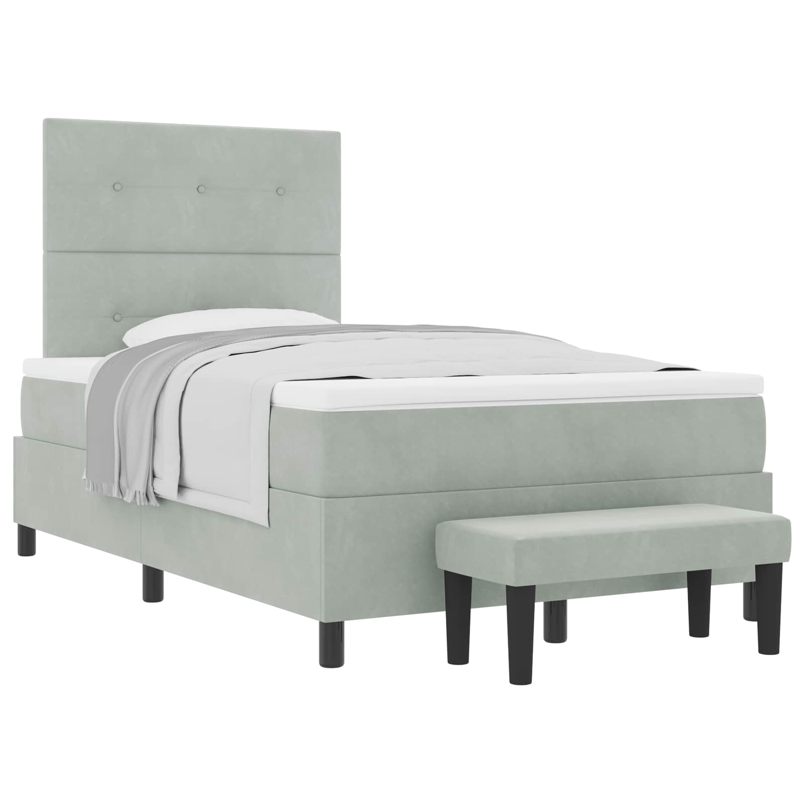 Boxspring bed met hoofdeinde Lichtgrijs 200 x 120 cm Fluweel is nu te koop bij PeponiXL, paradijselijk wonen!
