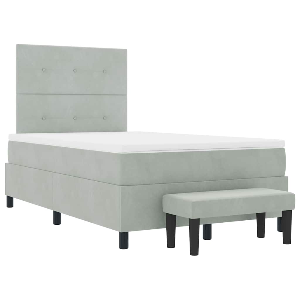 Boxspring bed met hoofdeinde Lichtgrijs 200 x 120 cm Fluweel is nu te koop bij PeponiXL, paradijselijk wonen!