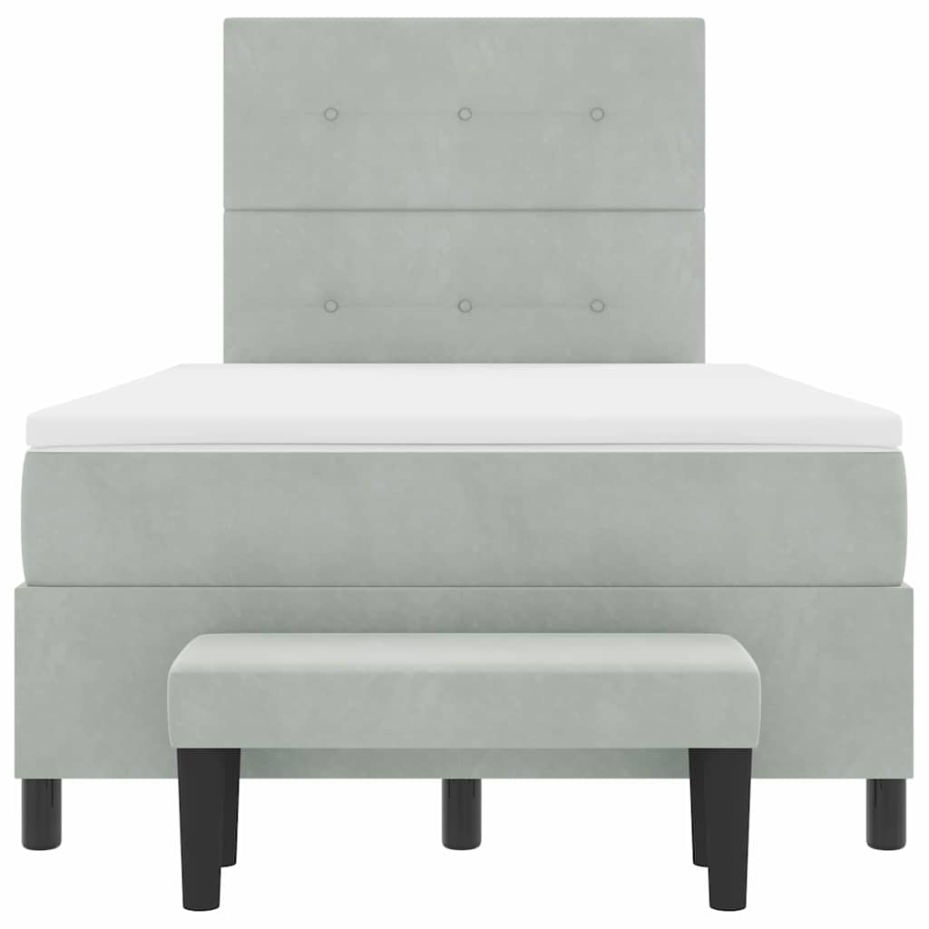 Boxspring bed met hoofdeinde Lichtgrijs 200 x 120 cm Fluweel is nu te koop bij PeponiXL, paradijselijk wonen!