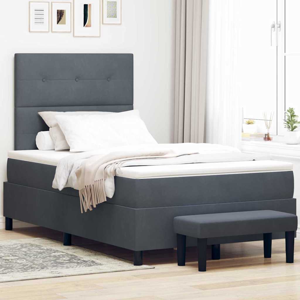 Boxspring bed met hoofdeinde Donkergrijs 200 x 120 cm Fluweel is nu te koop bij PeponiXL, paradijselijk wonen!