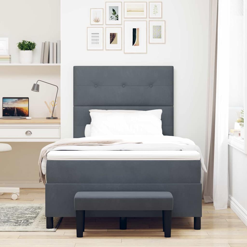 Boxspring bed met hoofdeinde Donkergrijs 200 x 120 cm Fluweel is nu te koop bij PeponiXL, paradijselijk wonen!
