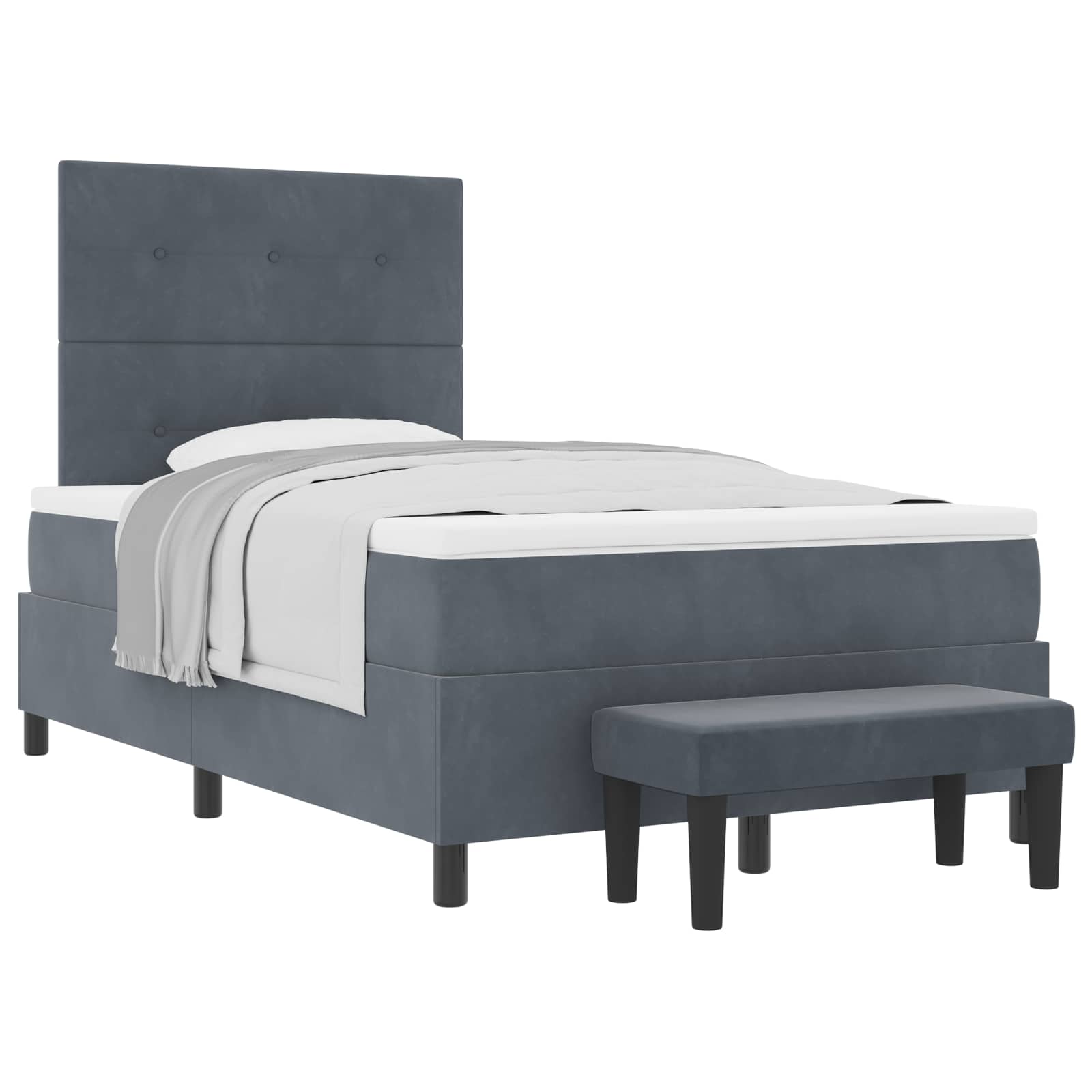 Boxspring bed met hoofdeinde Donkergrijs 200 x 120 cm Fluweel is nu te koop bij PeponiXL, paradijselijk wonen!