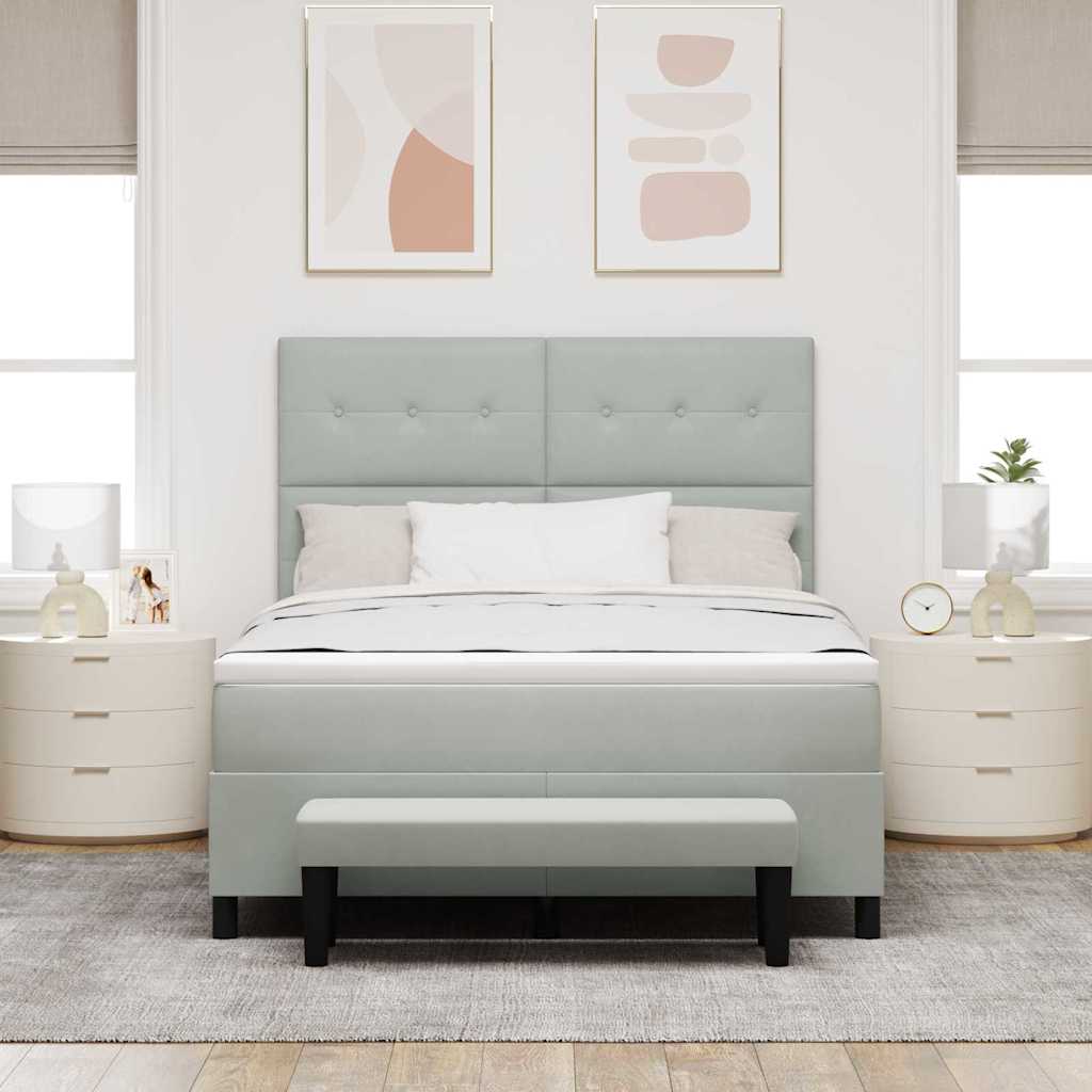 Boxspring bed met hoofdeinde Lichtgrijs 190 x 140 cm Fluweel is nu te koop bij PeponiXL, paradijselijk wonen!