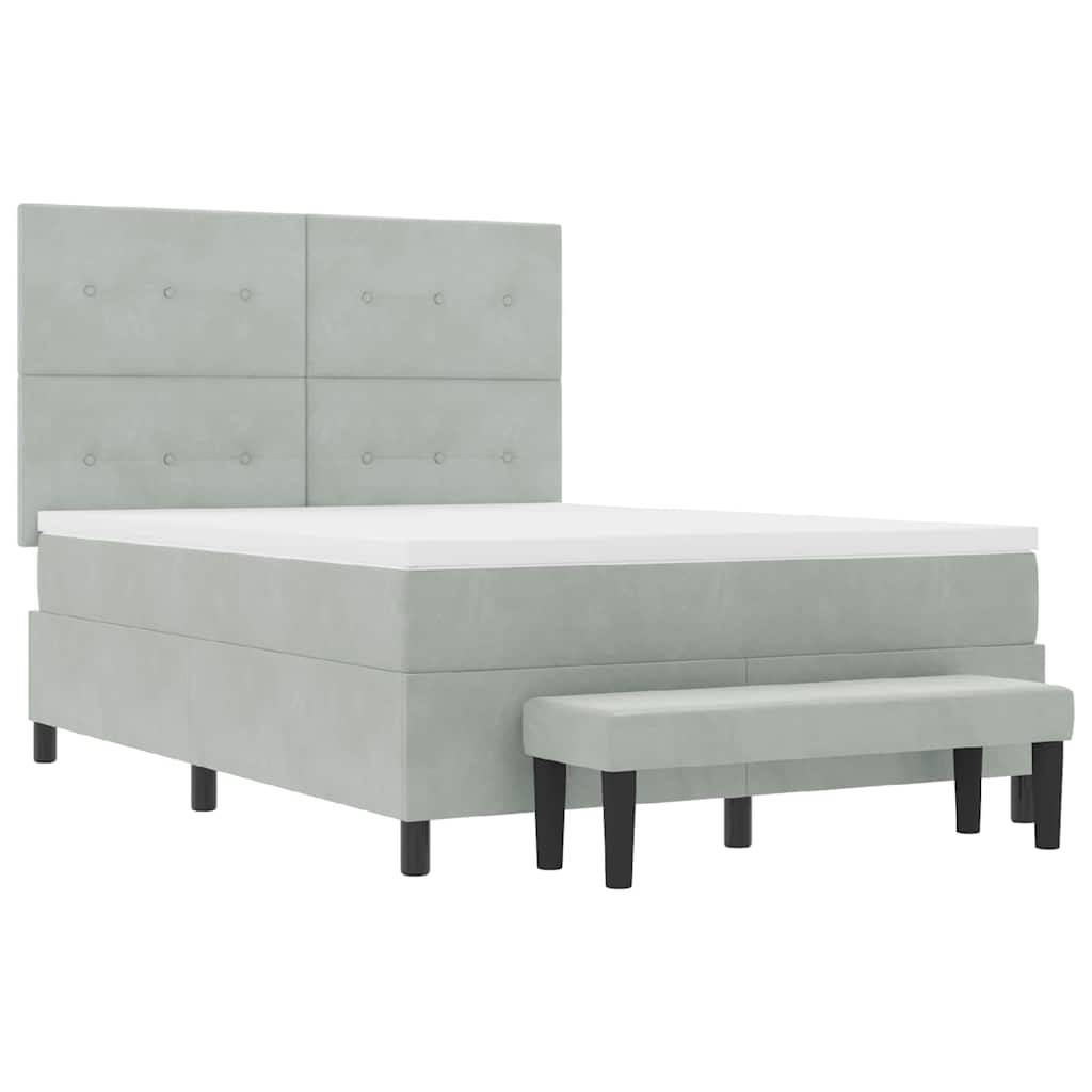 Boxspring bed met hoofdeinde Lichtgrijs 190 x 140 cm Fluweel is nu te koop bij PeponiXL, paradijselijk wonen!