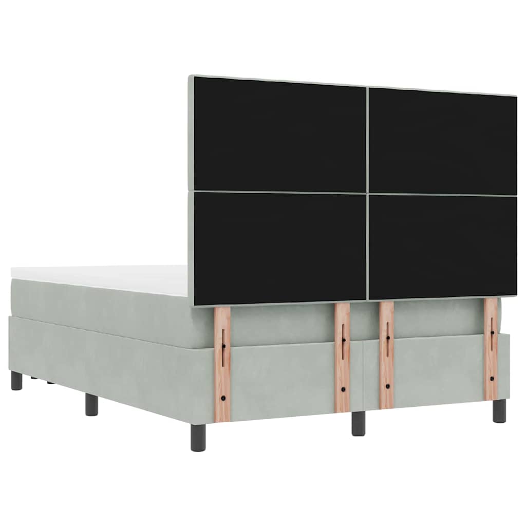 Boxspring bed met hoofdeinde Lichtgrijs 190 x 140 cm Fluweel is nu te koop bij PeponiXL, paradijselijk wonen!