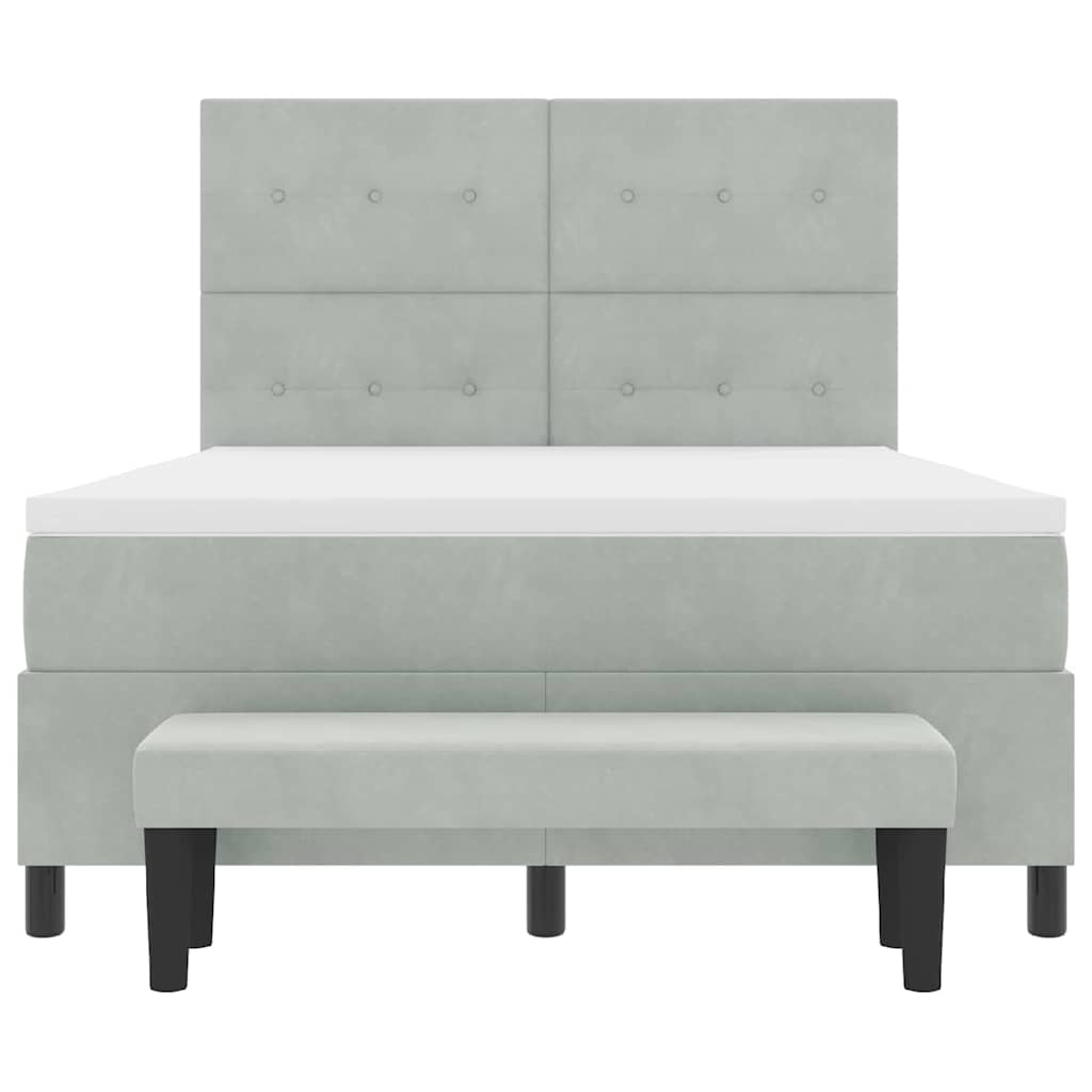 Boxspring bed met hoofdeinde Lichtgrijs 190 x 140 cm Fluweel is nu te koop bij PeponiXL, paradijselijk wonen!