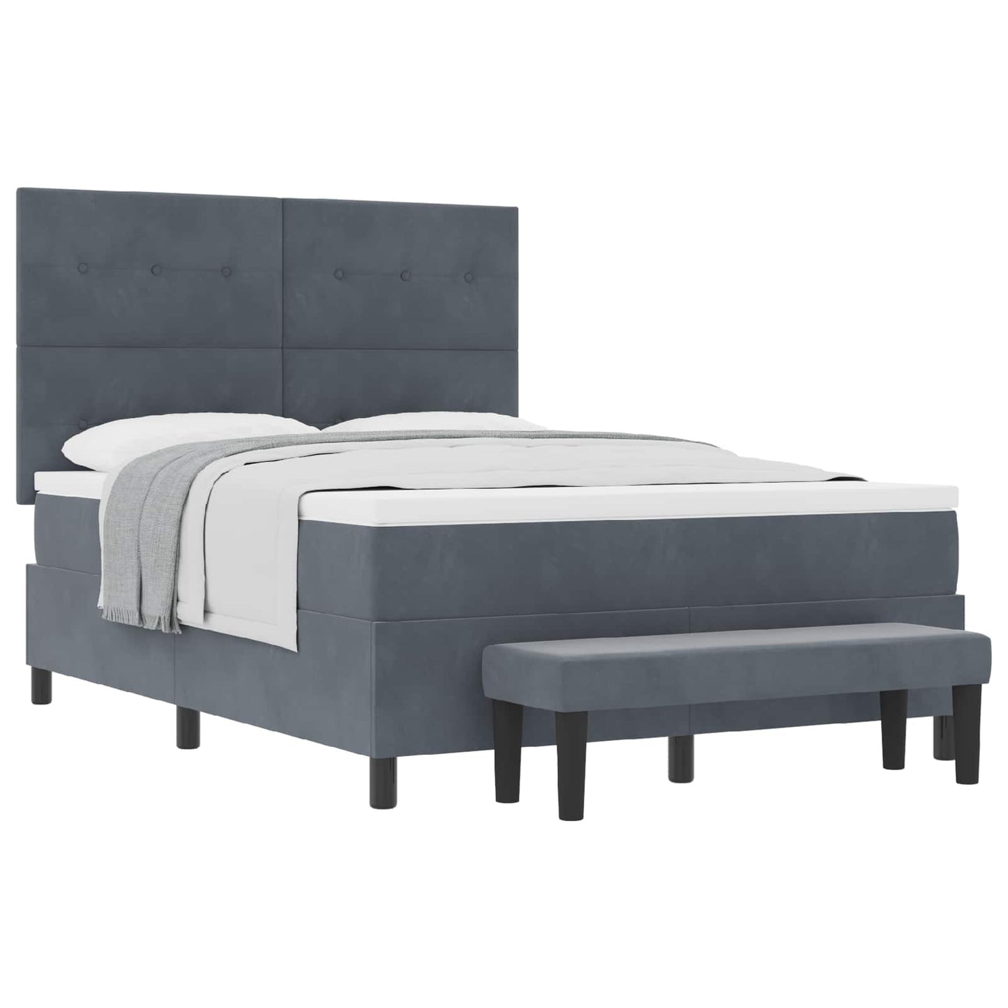 Boxspring bed met hoofdeinde Donkergrijs 190 x 140 cm Fluweel is nu te koop bij PeponiXL, paradijselijk wonen!