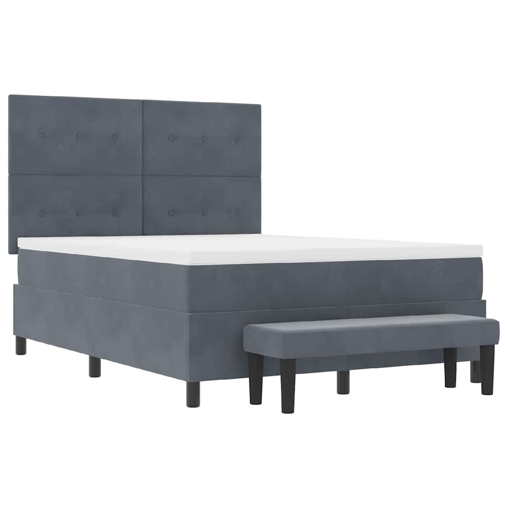 Boxspring bed met hoofdeinde Donkergrijs 190 x 140 cm Fluweel is nu te koop bij PeponiXL, paradijselijk wonen!
