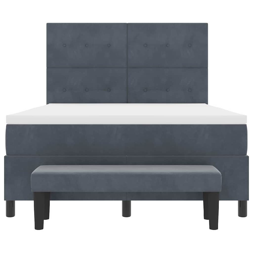 Boxspring bed met hoofdeinde Donkergrijs 190 x 140 cm Fluweel is nu te koop bij PeponiXL, paradijselijk wonen!