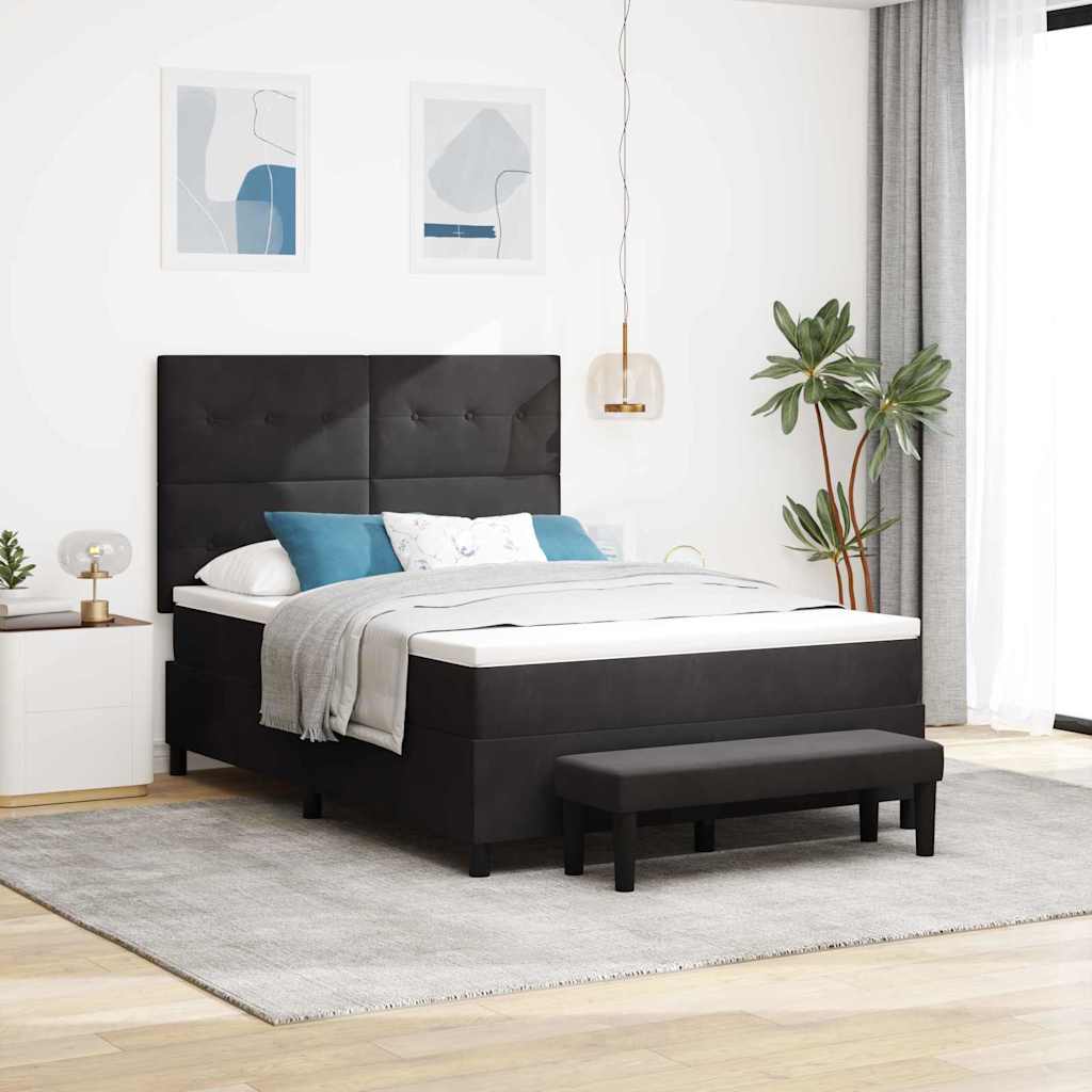 Boxspring bed met hoofdeinde Zwart 190 x 140 cm Fluweel is nu te koop bij PeponiXL, paradijselijk wonen!