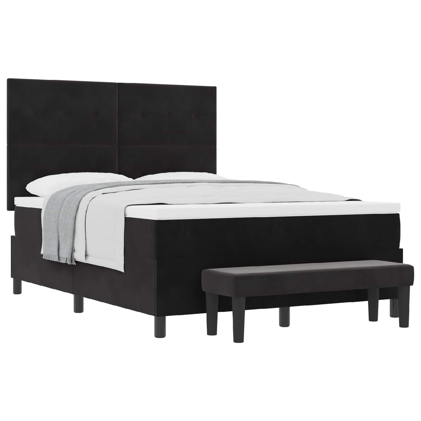 Boxspring bed met hoofdeinde Zwart 190 x 140 cm Fluweel is nu te koop bij PeponiXL, paradijselijk wonen!