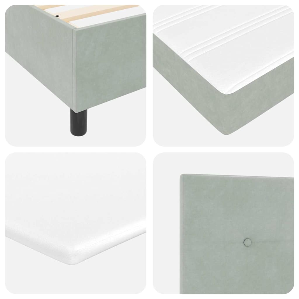 Boxspring bed met hoofdeinde Lichtgrijs 200 x 140 cm Fluweel is nu te koop bij PeponiXL, paradijselijk wonen!