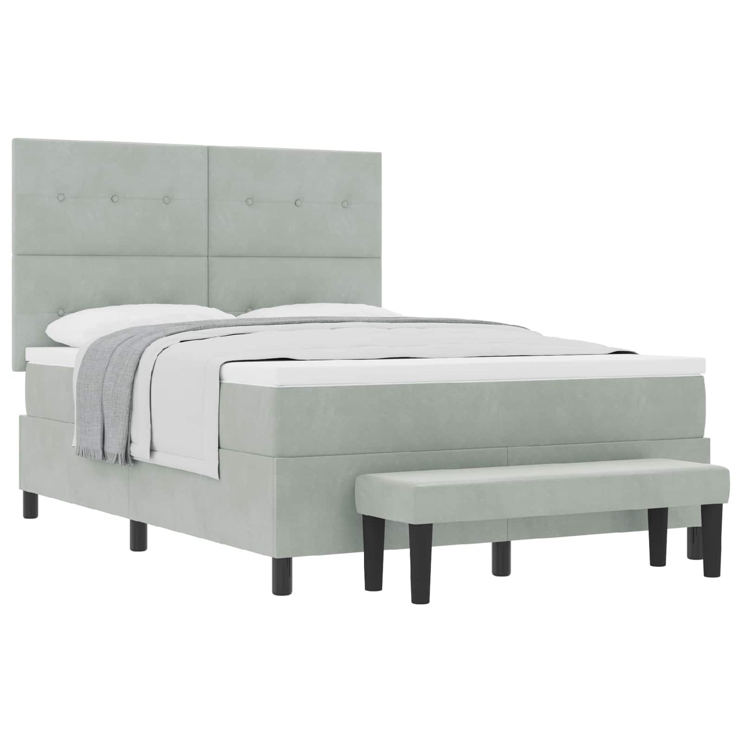 Boxspring bed met hoofdeinde Lichtgrijs 200 x 140 cm Fluweel is nu te koop bij PeponiXL, paradijselijk wonen!