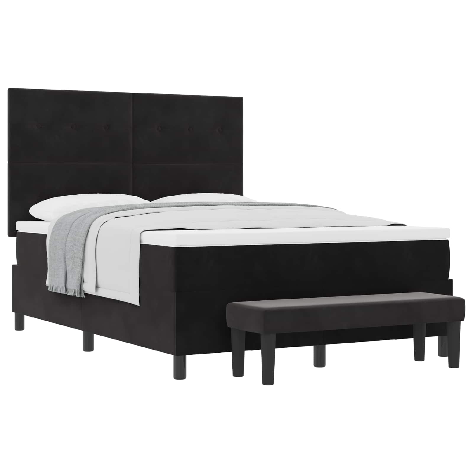 Boxspring bed met kussen Zwart 200 x 140 cm Fluweel is nu te koop bij PeponiXL, paradijselijk wonen!