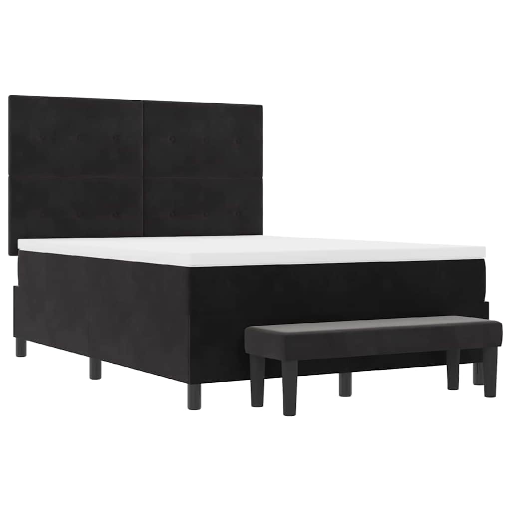 Boxspring bed met kussen Zwart 200 x 140 cm Fluweel is nu te koop bij PeponiXL, paradijselijk wonen!