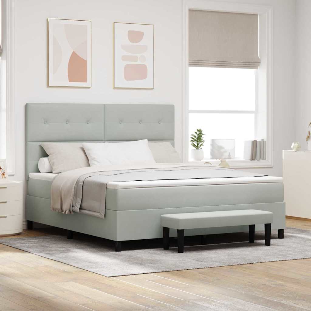 Boxspring bed met hoofdeinde Lichtgrijs 200 x 180 cm Fluweel is nu te koop bij PeponiXL, paradijselijk wonen!