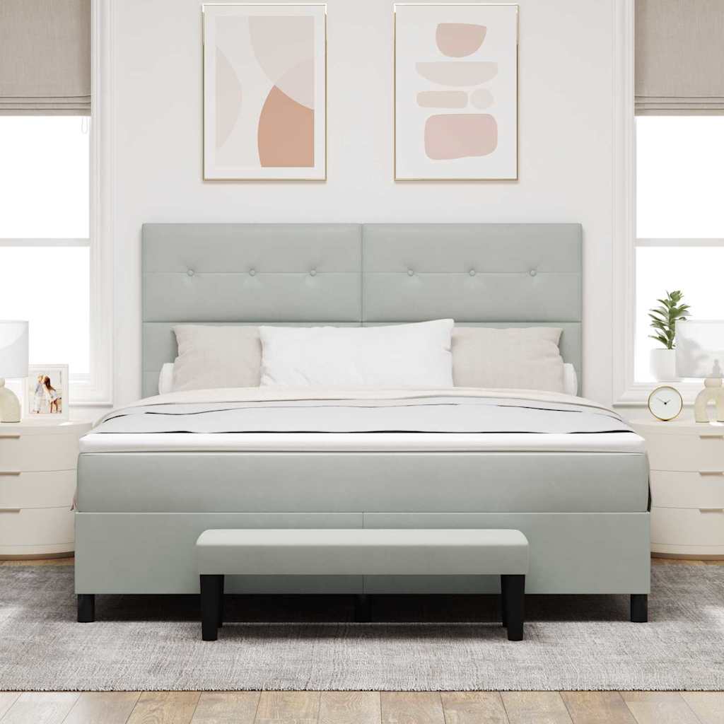Boxspring bed met hoofdeinde Lichtgrijs 200 x 180 cm Fluweel is nu te koop bij PeponiXL, paradijselijk wonen!