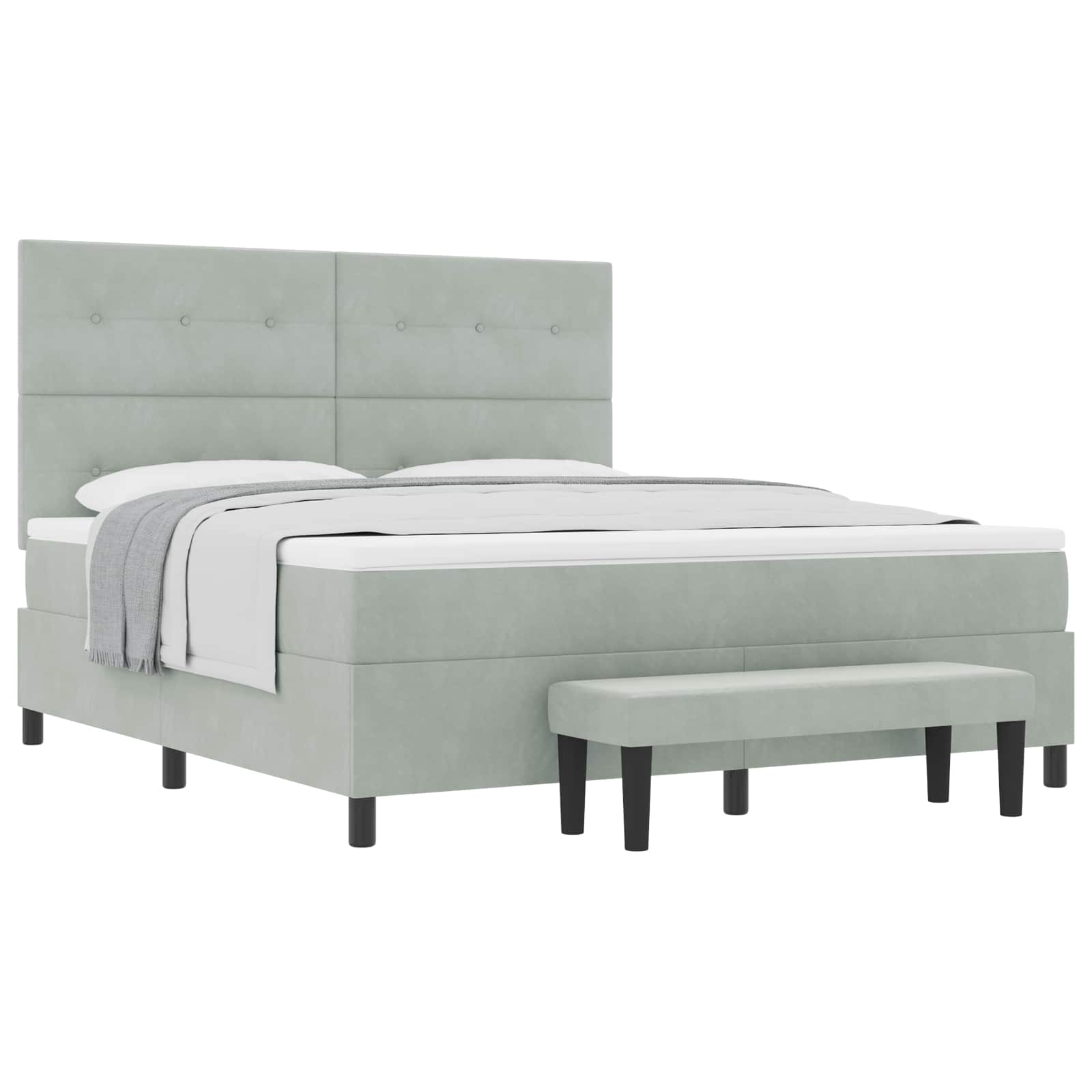 Boxspring bed met hoofdeinde Lichtgrijs 200 x 180 cm Fluweel is nu te koop bij PeponiXL, paradijselijk wonen!