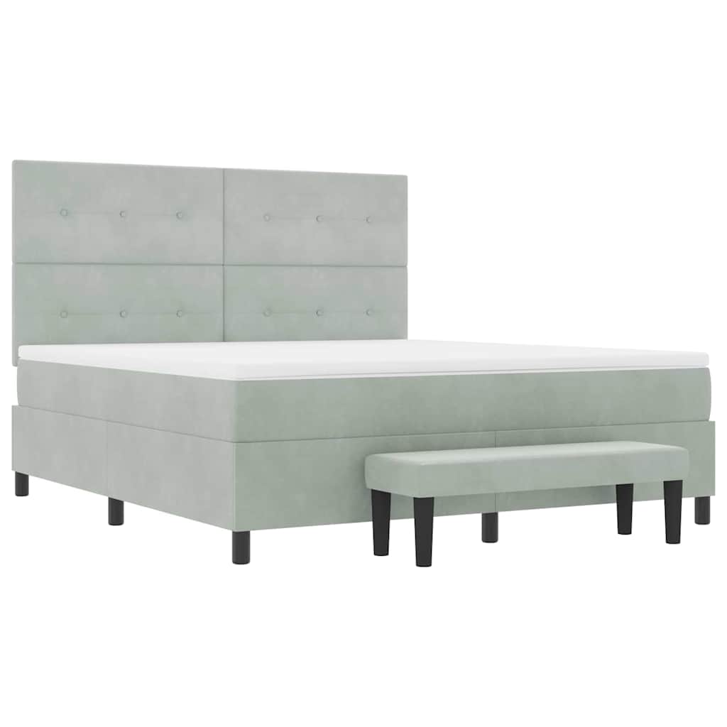 Boxspring bed met hoofdeinde Lichtgrijs 200 x 180 cm Fluweel is nu te koop bij PeponiXL, paradijselijk wonen!