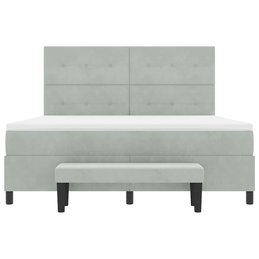 Boxspring bed met hoofdeinde Lichtgrijs 200 x 180 cm Fluweel is nu te koop bij PeponiXL, paradijselijk wonen!