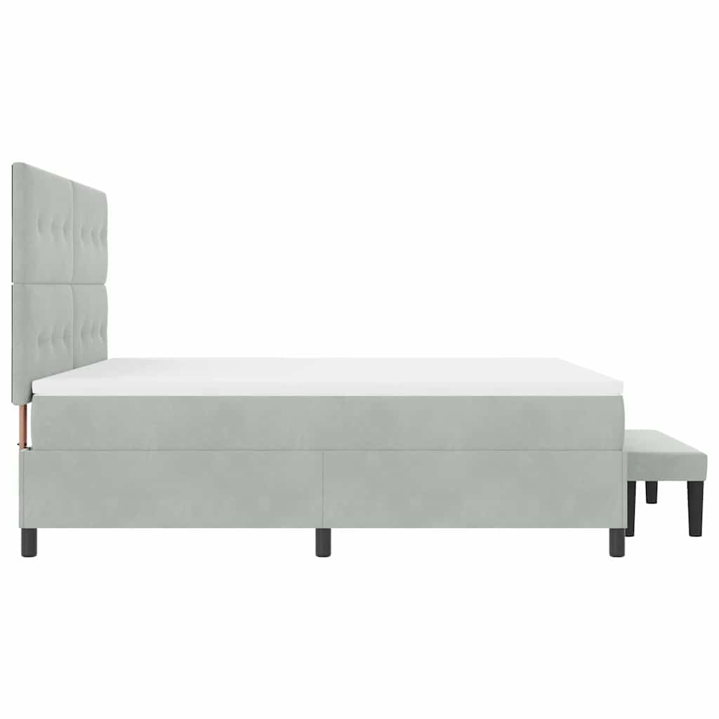 Boxspring bed met hoofdeinde Lichtgrijs 200 x 180 cm Fluweel is nu te koop bij PeponiXL, paradijselijk wonen!
