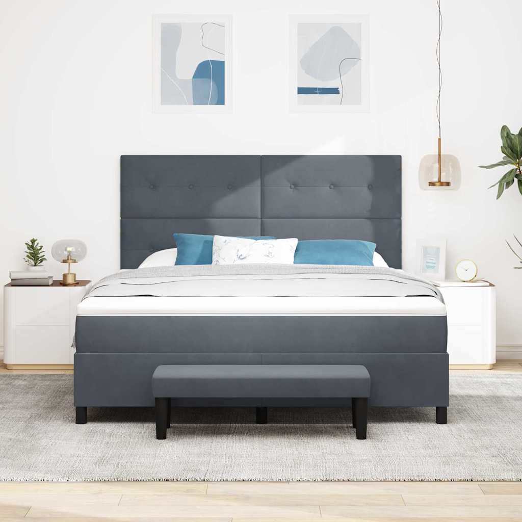 Boxspring bed met hoofdeinde Donkergrijs 200 x 180 cm Fluweel is nu te koop bij PeponiXL, paradijselijk wonen!