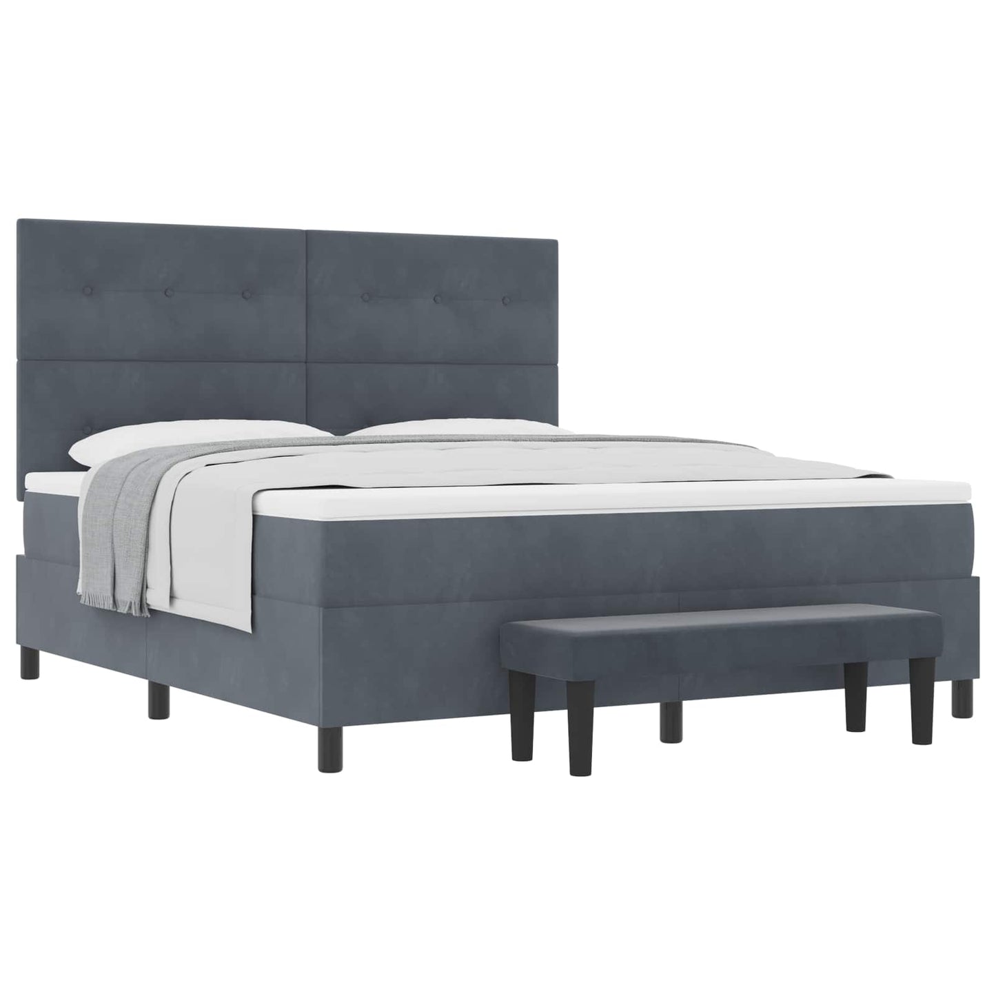 Boxspring bed met hoofdeinde Donkergrijs 200 x 180 cm Fluweel is nu te koop bij PeponiXL, paradijselijk wonen!
