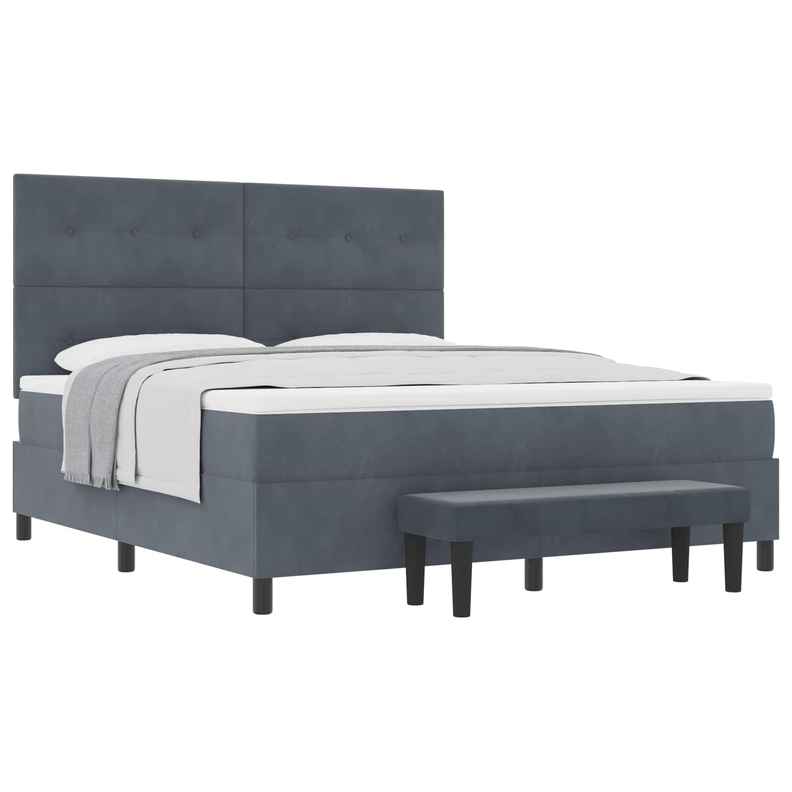 Boxspring bed met hoofdeinde Donkergrijs 200 x 180 cm Fluweel is nu te koop bij PeponiXL, paradijselijk wonen!