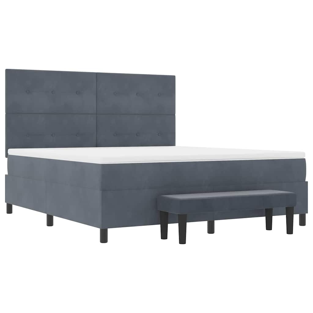Boxspring bed met hoofdeinde Donkergrijs 200 x 180 cm Fluweel is nu te koop bij PeponiXL, paradijselijk wonen!