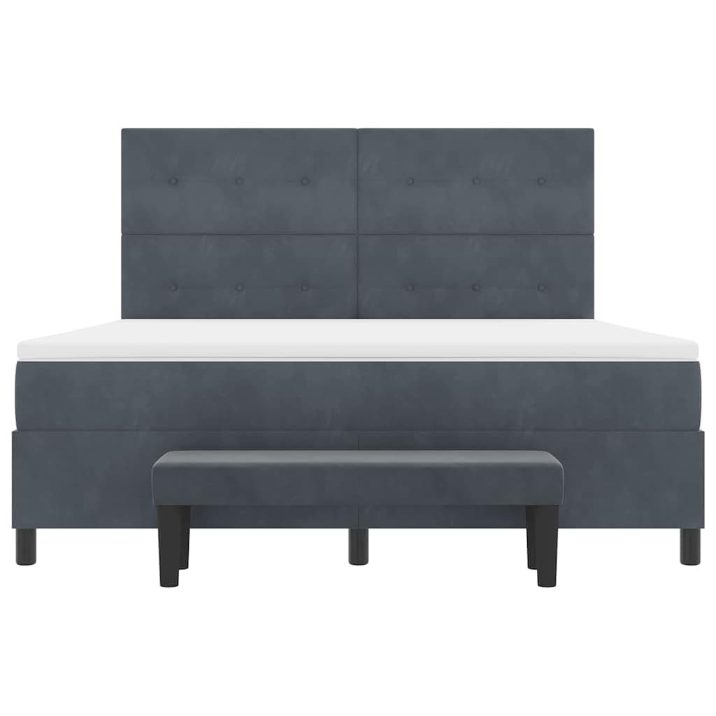 Boxspring bed met hoofdeinde Donkergrijs 200 x 180 cm Fluweel is nu te koop bij PeponiXL, paradijselijk wonen!